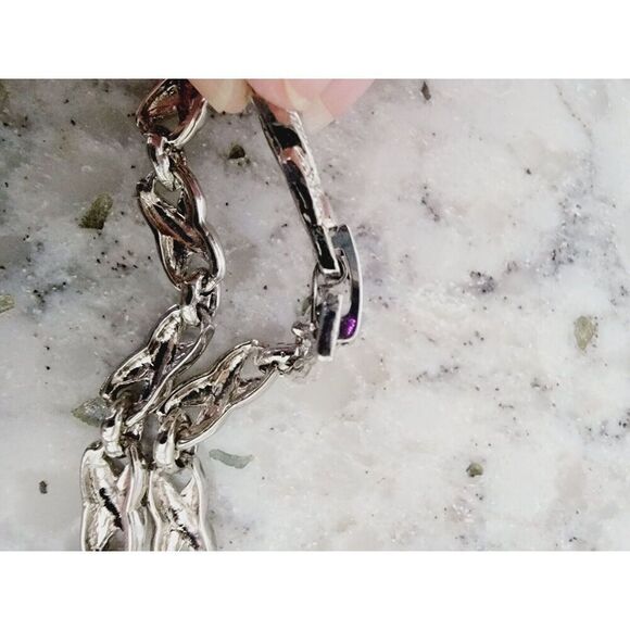 Vintage 80's/90's Necklace Blue Crystal‎ Rhinestone Art Glass *2 Stones MISSING* - Picture 8 of 10